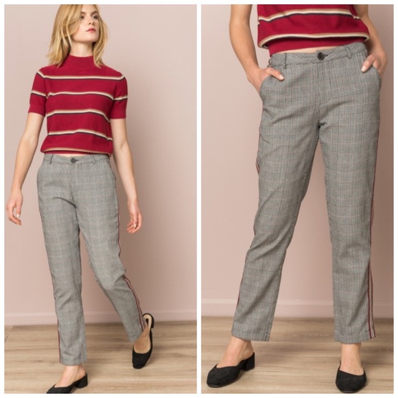 Hem & Thread Pants - NWT Hem & Thread  Side Trim Checker Trousers